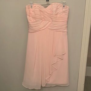 David’s Bridal pink chiffon strapless dress